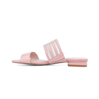 "SATINE" LEATHER AND MESH DOUBLE BAND SLIDES 